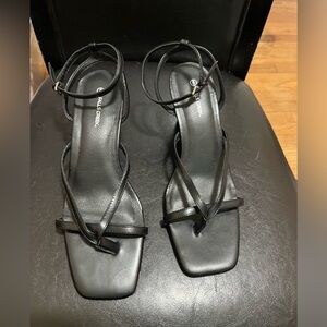 Falls Creek Women’s 9m Black Wedge Sandals Ankle Strap Preowned